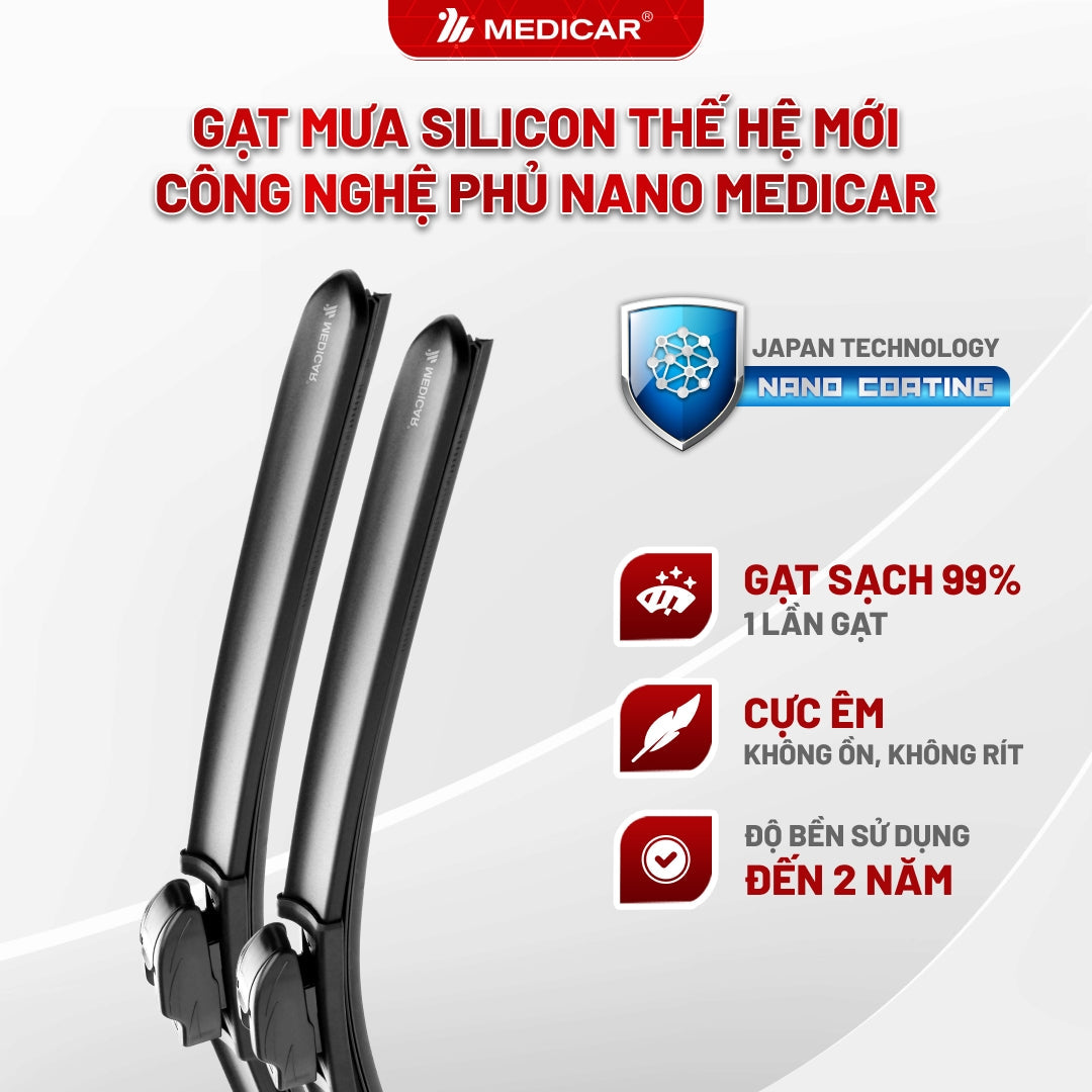 Gạt mưa ô tô Medicar silicon phủ Nano cho xe Kia Morning