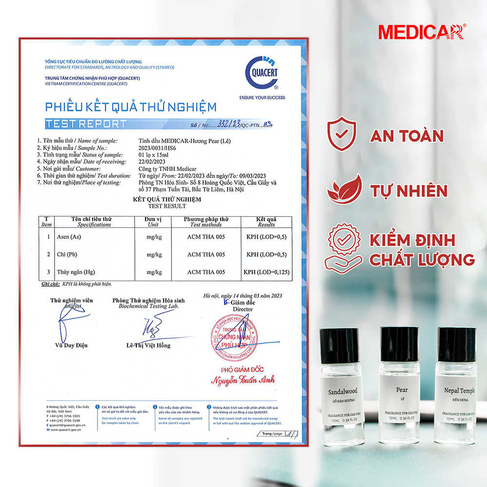 Set 3 lọ tinh dầu ô tô Medicar