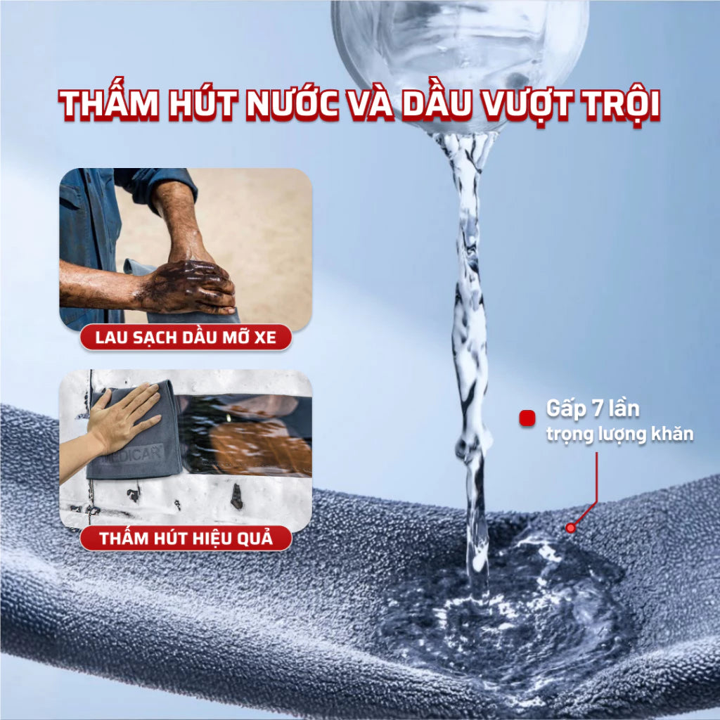 Khăn lau xe ô tô chuyên dụng MEDICAR chất liệu Microfiber thấm hút, sạch, bền bỉ, an toàn bề mặt