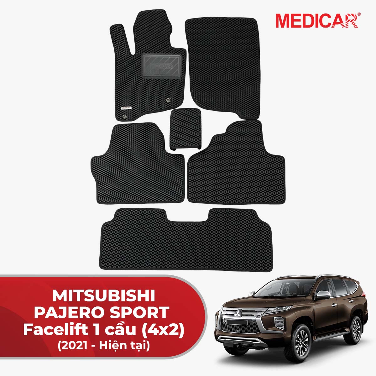 Thảm Lót Sàn Ô Tô Mitsubishi Pajero Sport Facelift 1 Cầu (4x2) (2021-Hiện tại)