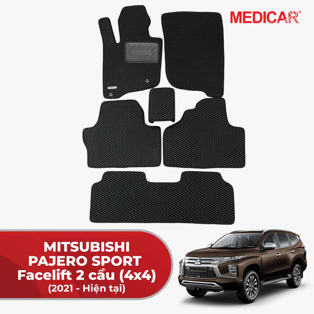 Thảm Lót Sàn Ô Tô Mitsubishi Pajero Sport Facelift 2 Cầu (4x4) (2021-Hiện tại)
